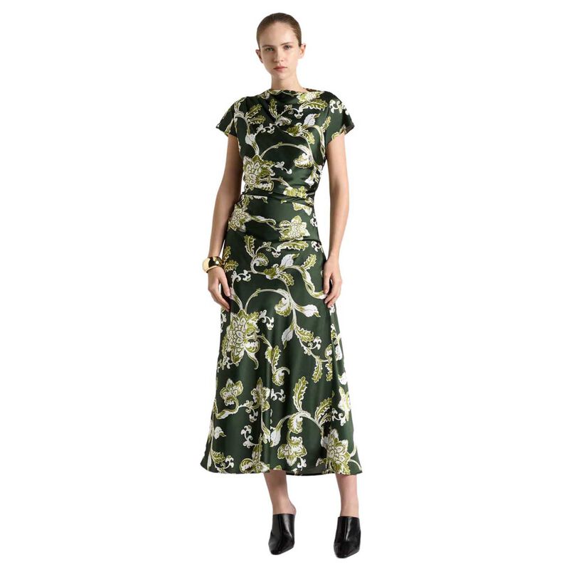 Cue Green Chintz Floral Draped Midi Dress image number 0
